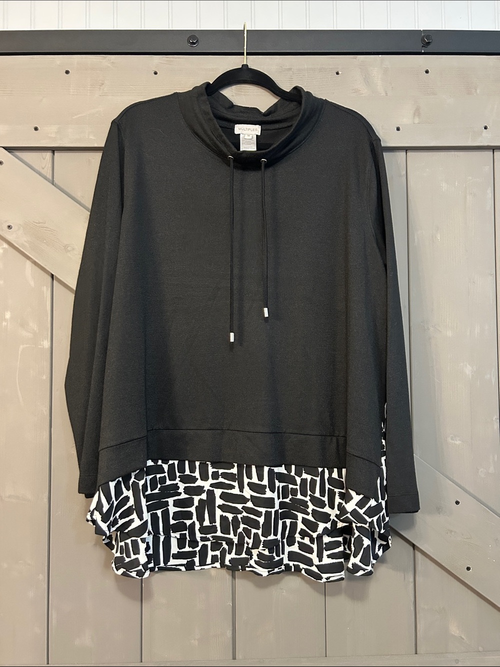 Multiples Black Layered Pullover Sweater